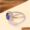 Abs Czcity Ladies Sier Engagement Rings For Women Oval Gemstone Ring Wedding Jewelry Gifts Drop Delivery Loose Beads Dhku6