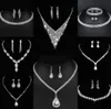 Valuable Lab Diamond Jewelry set Sterling Silver Wedding Necklace Earrings For Women Bridal Engagement Jewelry Gift c6GB#