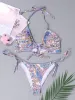 Bär sexig Paisley Print String Bikini Set Micro Thong Brasilian Swimsuit Women 2022 Bandage Cheeky Swimewear Swim Beach Wear Bath Suit