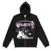 Japanese Anime Full Face Zippered Hoodie with Gun Girl Print Hoodie, Spring Autumn Casual Loose and Versatile Coat Trend