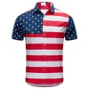 Męskie koszule 2024 American Flag Hawaiian Shirt Tops 3D Drukowane guziki Oważne krótkie rękawowe odzież plażowa