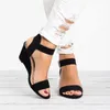 Summer Womens Sandals Fashion Buckle Shoes Open Toe Wedge Casual Shoes Women Plus Size 43 Candy Color Sandals Women 240313