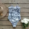 Costumi da bagno da donna 2024 Costume da bagno intero push up da donna Stampa Vintage Retro Costume da bagno con ferretto Body Monokini Estate