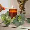 Decorative Flowers 2 Pcs Ring Tea Lights Candles Artificial Wreath Adornment Party Tealight For Front Door Plastic Tabletop