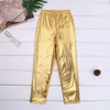 Trousers Girls Shiny Metallic Skinny Solid Color Pencil Pants Kids Clothes Jazz Dance Performances Leggings Fashion