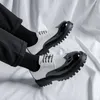 Casual Shoes Mens Fashion Party Nightclub Dress Patent Leather Platform Black White Patchwork Lace-up Derby Shoe Carved Brogue Sneakers