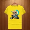 Мужские футболки Fashion Trend Футболка с принтом Moto Bear для мужчин Harajuku с короткими рукавами Белый топ Футболка Повседневная Strtwear Мужская одежда Футболка T240401