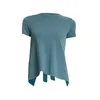 Active Shirts 2024 Knitted Back Crochet Female Sports Yoga Loose Shirt Adjust Neck Training Tops Of Fitness Short Sleeve