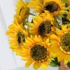 Fleurs décoratives jaunes, 20 pouces, cadeaux créatifs pour la mariée, aménagement réaliste de la maison, Bouquet de tournesol, décoration de mariage, fleur artificielle DIY