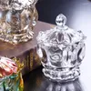 Vazolar Lüks Kristal Cam Şeker Kase Depolama Kavanoz Takı Şeker Atıştırmalık Evi Amerikan Dekorasyonları ve Süslemeleri Kapaklı