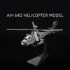 Flygplan Modle 1 64 Skala American Fighter AH-64D Helicopter Flying Airplane Diecast Toy Model Simulation Light Static Ornament Toy for Kids YQ240401