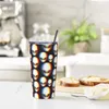 Tumblers 3d Alien moda yalıtılmış pipet ve kapak paslanmaz çelik seyahat kahve kupası 20 oz ofis ev