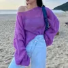 Kvinnors blusar solid t-shirt Autumn Casual Knit Top Fashion Women Hollow Out Long Sleeve Shirt Thin Blusa Elegant 27564