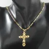 Hänge halsband guldfärg Jesus Cross Pendant Christ Redeemer Christian Catholic 18 tum eller 24 tum halsband 240330