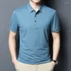 Männer Polos 2024 Ankunft Poloshirt Kurzarm Solide Sommer Tops Gestreiften Kragen Männer Lose Business Koreanische Kleidung