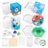 Decorative Flowers 28 Pieces Of Resin Mold Handicraft Package Square Round Pen Container Glue Dripping Table