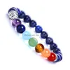 Beaded Bijoux de Mode 8mm Coeur ire Ouvert Fleur Pierre Volcanique Yoga sept Roue Dimpsion Armband Energie Lapis Lazi Drop Delivery Otrtt