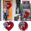 Decorative Flowers Valentine's Day Wreath Door Decoration Fabric Heart Wall Hanging Holiday Window Suction Cups