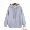 Dames Hoodies Herfst/Winter Plus-size Sport Hoodie 12XL 10XL 9XL Fashion Casual Losse Effen Kleur Ritsvak