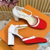 Designer Women Chunky Heel Summer Square Toe Luxury Shoes Denim Leather