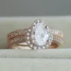 18K Rose Gold Princess Diamond Ring Set 2pc för kvinnor Anillos Mujer Bizuteria Gemstone Femme Diamond Jewelry 18 K Rose Gold Ring240327