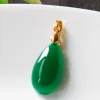 Collane vera Colore in oro 18k Oro Naturale Green Giada Collana a sospensione per donne Bir di