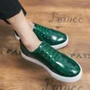 Casual Shoes Black/Green Oxford Men Patent Leather White Sole Lace Up Business Suit Block Carved
