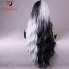 Wigs sintetici Wigs Network European e American Falle Hair Celebrity Womens Doppio mais lungo in bianco e nero Hot in the Water Ripple Hallowee Y240401