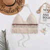 Camisoles Tanks Hollow Out Short Tank Top Sexig Tassel Summer Beach Women Underwear Brodery Sticked Bh