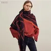 Blankets Nodic Tot Como Autumn Winter Female Wool Scarf Women Cashmere Scarves Wide Lattices Long Shawl Wrap Blanket