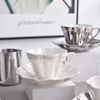 Koppar tefat ins vind blomma kronblad pärla glasyr elektropläterad silver kaffekoppplatta eftermiddag te hög färg vatten keramik mugg