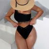 Sport ARXIPA Bikinis Zweiteiliger Badeanzug für Frauen Badeanzug mit hoher Taille Gepolsterter Push-Up-Beachwear-Crop-Top Hollow Out One Shoulder Brasilianisch