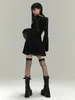 Casual Jurken Goth Lange Mouw Hoge Taille 2024 Vintage Punk Stijl Stroomden Bandage Jurk Vrouwen Flare Party Alt Outfit