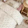 3 pezzi set biancheria da letto vintage floreale mussola di cotone per bambini culla biancheria da letto copripiumino lenzuolo federa senza imbottitura 240322