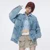 Women's Jackets Women Chinese Stand Collar Button Vintage Denim Cargo Jacket Men Streetwear Fashion Loose Casual Unisex Jeans Couple Coat