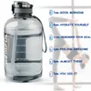 Grande bouteille d'eau de 3 litres sans BPA, grande carafe de motivation de 3000 ml avec paille et marqueur de temps pour le sport, les voyages, la salle de sport 240325