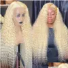 Synthetic Wigs Red Lace Frontal Wig Curly Human Hair Deep Wave 13X4 Transparent Front For Black Women Pre Plucked Drop Delivery Produc Dh7No