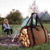 Storage Bags Firewood Carrier Durable Waxed Canvas Log Heavy Duty Fire Place Sturdy Wood Carring Bag With Handles For Camping 600DPVC