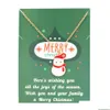 Pendant Necklaces Bk Price Santa Claus Christmas Pendant Necklaces Jewelry Green Gold Card Gift Merry Necklace Accessory Drop Delivery Dh1Je