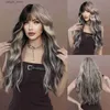 Sentetik peruklar namm uzun dalga peruğu gümüş gri gradyan kadınları günlük cosplay yüksek yoğunluklu saç y240401