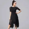 Vestidos sexy urbanos femininos moda malha manga curta dança latina borla vestido de uma peça para mulheres/feminino salão de baile tango cha rumba trajes yq240330