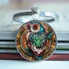 Nouveau porte-clés en pierres précieuses colorées hibou, pendentif en métal, accessoires, petit pendentif