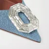 Nouvelles chaussures Amina Muaddi Begum Crystal-Embellished Denim talons hauts Pompes pour femmes Luxurys Designers Robe chaussure Soirée à talons