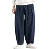 Pantalons pour hommes Hommes Vêtements Été Japonais Casual Streetwear Harajuku Coton Lin Baggy Mâle Solide Surdimensionné Bloomers Pantalon M-4XL