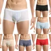 Underpants Sexy Summer Men Transparent U-Convex Ice Silk Thin Solid Underwear Soft Shorts Panties Briefs Jacquard Mens Boxers