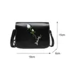 Bolsa de ombro feminina casual, bolsa crossbody de couro elegante, confortável, bordada, flor, bolsa carteiro, presente de aniversário para mulheres