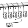 Shower Curtains Round Diamond Crystal Bling Curtain Hooks Rust Proof Rubbed Metal Rings For Bathroom Rods