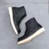 Сапоги New осень зимней ручной работы винтажные мужские туфли настоящие кожаные британские лапоточные сапоги с лодыжкой круглое