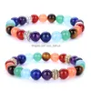 Kralen Tibetaanse Sier Drum Kraal Zeven-Pse Wiel Armband 8Mm Energie Steen Amethist Rode Agaat Yoga Sieraden Drop Levering Ot6Dn