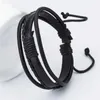 Chaîne TYO Bracelet en cuir à breloques pour hommes, Bracelet populaire de bricolage, Bracelet tissé noir fait à la main!Taille 18-25 cm Q240401